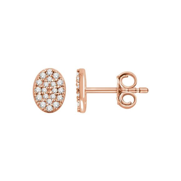 7mm Oval Diamond Cluster Post Earrings in 14k Rose Gold - Picture 1 of 3